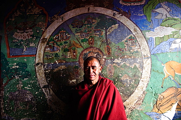 A monk in Spitok monastery, Ladakh, India.