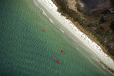 Aerials of Kayak race at Wrightsville Beach, NC