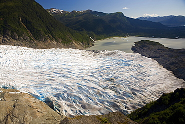 Glacier flowing into bay near Juneau, Alaska.