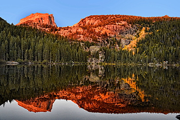 Sunrise at Bear Lake in Rocky Mountain National Park in Estes Park, Colorado.