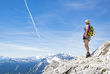 A Woman Enjoying The View At The Via Ferrata Ivano Dibona