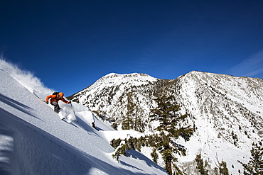 Person Descend From A Mount Rose Lake Tahoe In California, Use