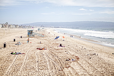 Swimmers And Sunbathers At Manhattan Beach