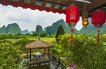 Red Lanterns Hanging In Yangshuo