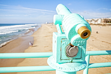 Outdoor Mounted Telescope Overlooking Manhattan Beach