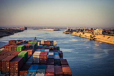 Container Ship Passing Through The Suez Canal