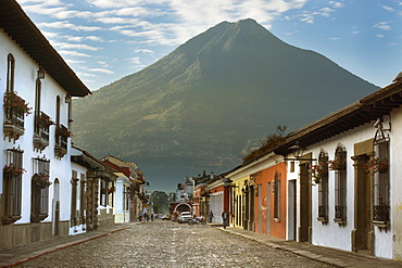 View Of Houses In Row In Volcan De Agua, Antigua, Guatemala