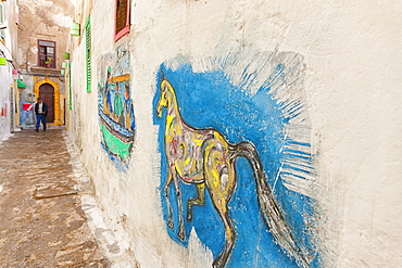 Painted Artwork In A Laneway In Essaouira, Morocco