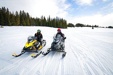 Snowmobiling The Mountains Of Vail, Colorado