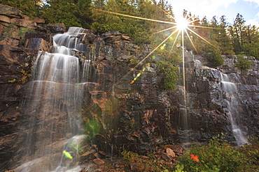 Heavy rains created rare waterfalls on Cadillac Mountain, Acadia National Park, Maine