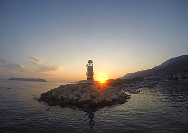 The Symbolic Sea Lane In Kas During Sunset In Turkey