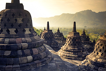 Ruins Of The Borobudur Temple In Yogyakarta, Java Island, Indonesia