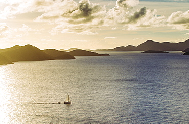 Scenic View Of Norman Island And Tortola Is Seen From Peter Island At Sunset