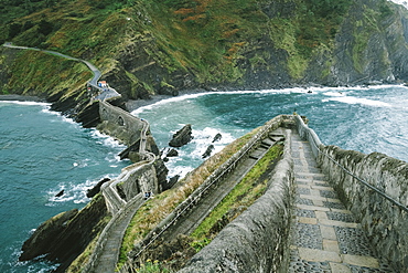 Walkway To Island Of San Juan De Gaztelugatxe From Hilltop Of Island