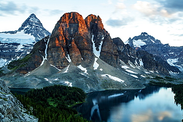 Mt Assiniboine, and Starburst lake, sunrise