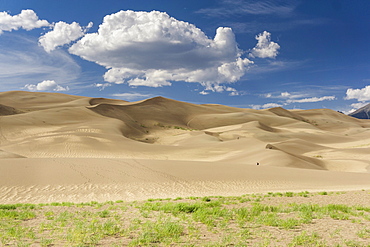 Overview of sand dunes on a sunny afternoon