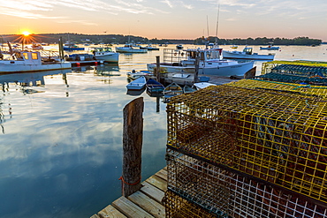 Dawn Breaks On The Wharf At The Friendship Lobster Co-op In Friendship, Maine