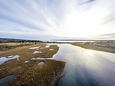 Marsh drone aerial at dusk in (Drone)