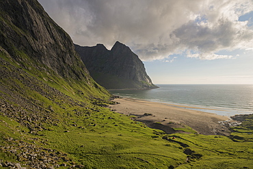 Summer light over Kvalvika beach, Moskenesøy, Lofoten Islands, Norway