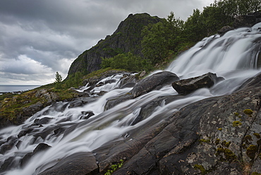 Waterfall near Sørvagen, Moskenesøy, Lofoten Islands, Norway