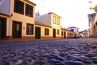Portugal, Madeira, Funchal, Twilight view of the Santa Maria Street