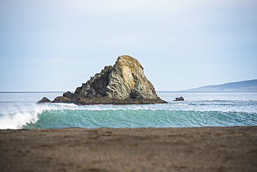 Beautiful scenery with rock formation in sea at Wrights Beach campground, Mendocino County, California, USA