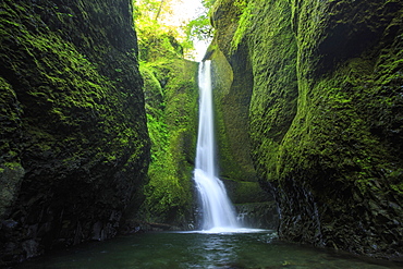 Oneonta Gorge Falls at the end of the Oneonta gorge trail near Portland and Hood River, Oregon.