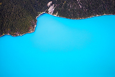 Aerial view of shore of Garibaldi Lake, Garibaldi Provincial Park, Whistler, British Columbia, Canada