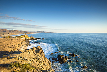 Scenic view of coastline with horizon over sea, Los Cerritos, Baja California Sur, Mexico