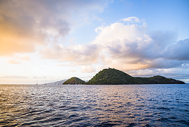 Scenic view of island of Iles des Saintes at sunset, Guadeloupe