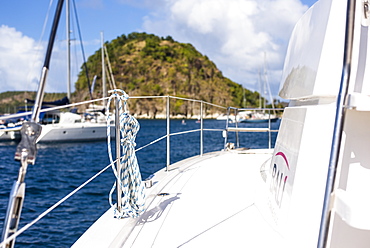 View of sailboat deck, Bourg de Saintes, Isles des Saintes, Guadeloupe