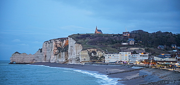 Majestic view of beach and cliffs, Etretat, Normandy, France