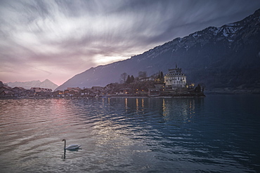 Iseltwald village on shore of Lake Brienz, Bern Canton, Switzerland