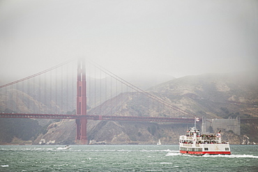 Golden Gate Bridge in foggy weather, San Francisco, California, USA