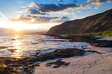 Incredible views from the hard to reach beach at Halape along the Puna Coast Trail in Hawaii Volcanoes National Park on the Big Island. This beach is a turtle nesting sanctuary protected federally by the United States.