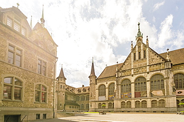 Swiss National Museum facade on summer day, Zurich, Switzerland