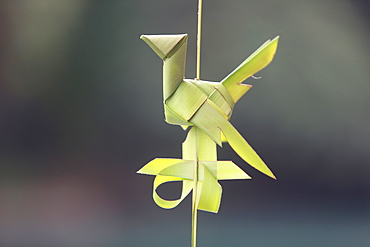 Close up of bird made out of palm leaf, Manila Island, Luzon, Philippines