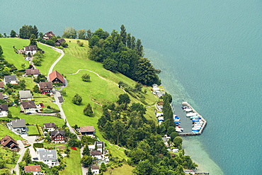 Landscape with farmhouses and ship dock at Stansstad