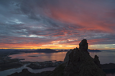 Sunrise view of San Carlos bay from Tetakawi peak in Sonora, Mexico