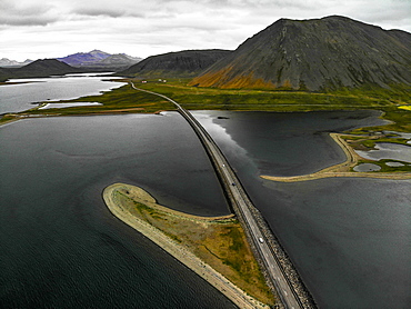 Aerial view of Ring Road in Snaefellsnes Peninsula, Iceland