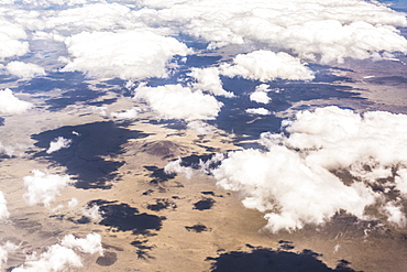 Majestic natural scenery with aerial view of Andes Mountains, MendozaÂ province, Argentina