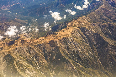 Majestic natural scenery with aerial view of Andes Mountains, MendozaÂ province, Argentina