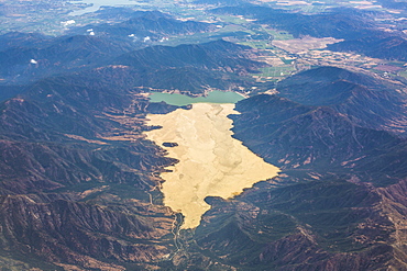 Majestic natural scenery with aerial view of Andes Mountains, MendozaÂ province,Â Argentina