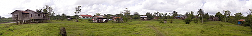 A panoramic view of the beautiful and remote indigenous Miskito village, Krin Krin, Nicaragua located on the Rio Coco.