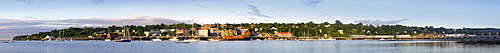 A panoramic view of the waterfront in Belfast, Maine.