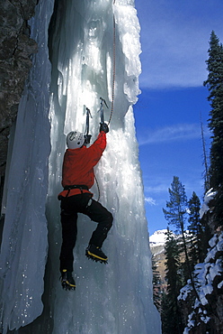 Young ice climber near Telluride, Colorado