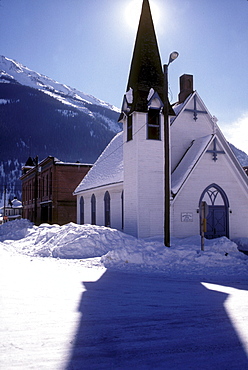 Victorian era church and buildings in Silverton, Colorado, a National Historic Landmark.