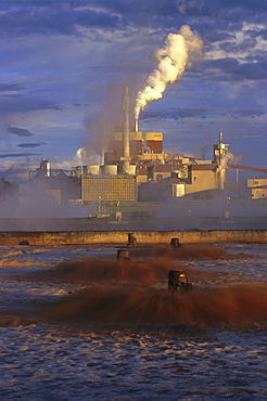 The Al-Pac mill near Athabasca, Alberta. The mill uses biological agents to clean the effluent before returning it to the river.