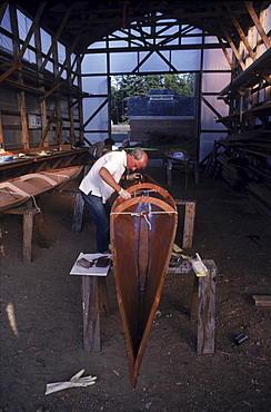 Brooklin, Maine. The Woodenboat School. Building the DK-14 kayak.