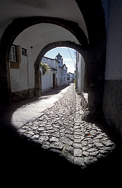 Street scene in the hilltop village of Marvao, Alentejo, Portugal.
